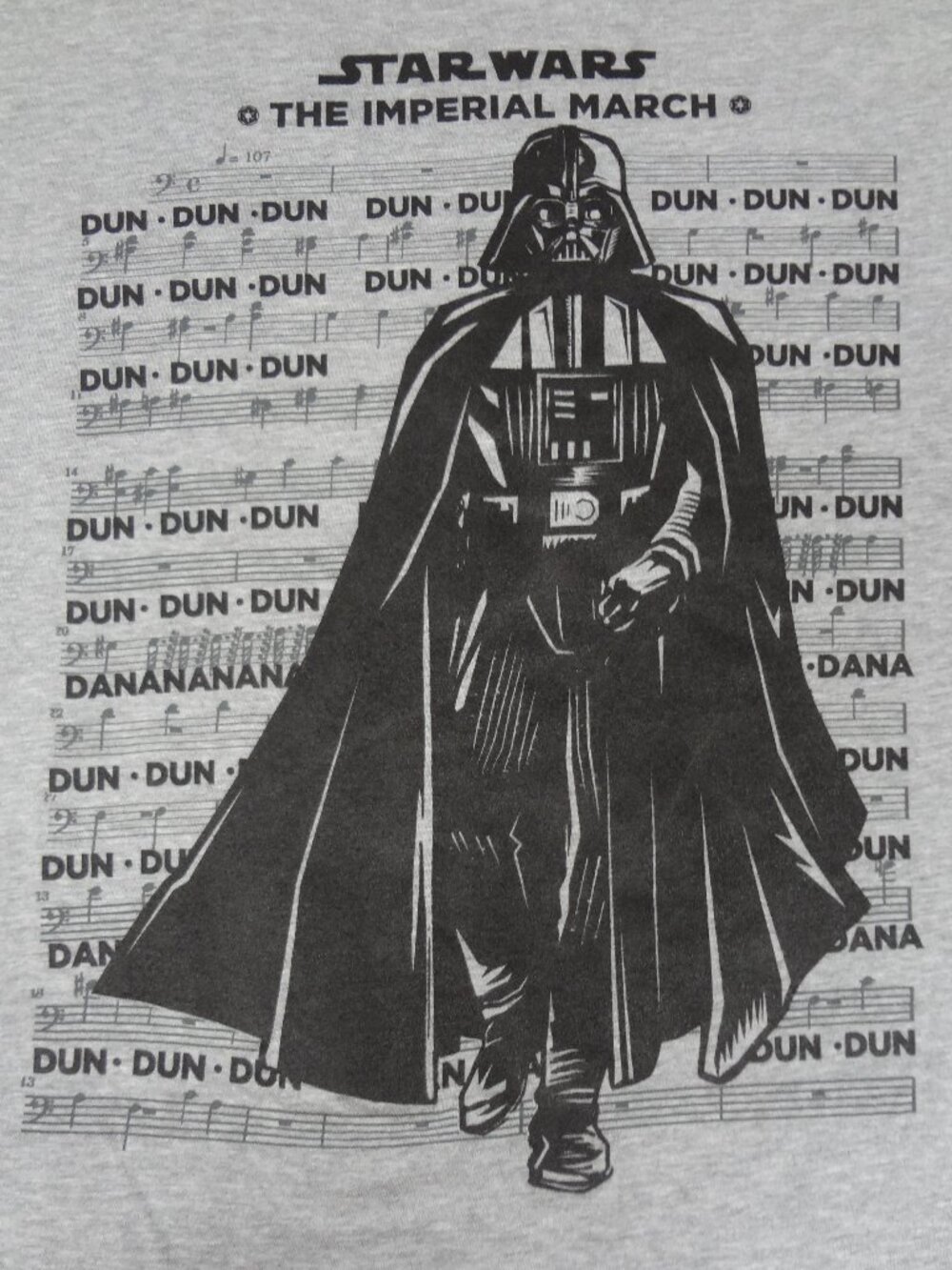 STAR WARS IMPERIAL MARCH SHEET MUSIC WITH LYRICS VADER GRAY XXL 2XL T-SHIRT L918